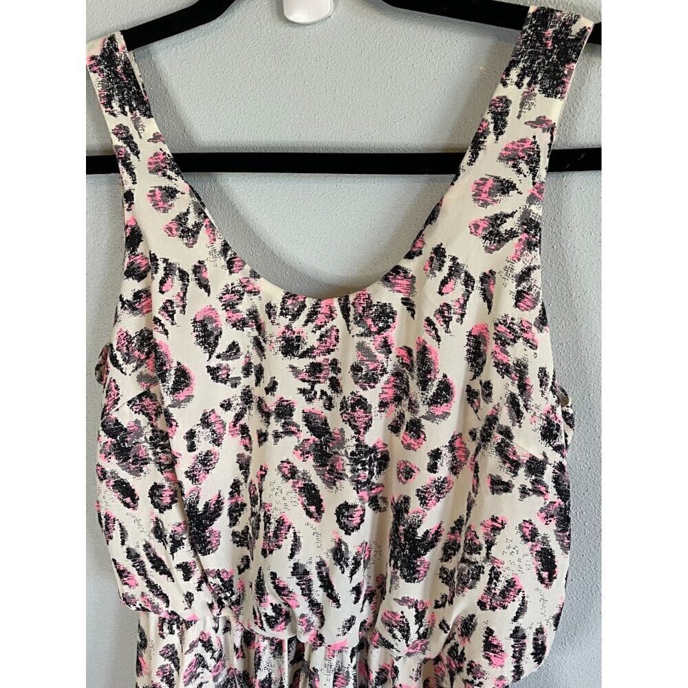 LUSH Womens Strappy Blouson Mini Dress Small Cheetah Print Lined - Picture 4 of 12